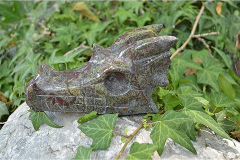 Dragon Blood Jasper Carved Crystal Dragon Skull  07 - Large