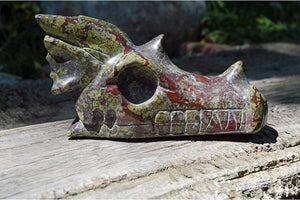Crystal Wholesale Dragon Blood Jasper Carved Crystal Dragon Skull  07 - Large