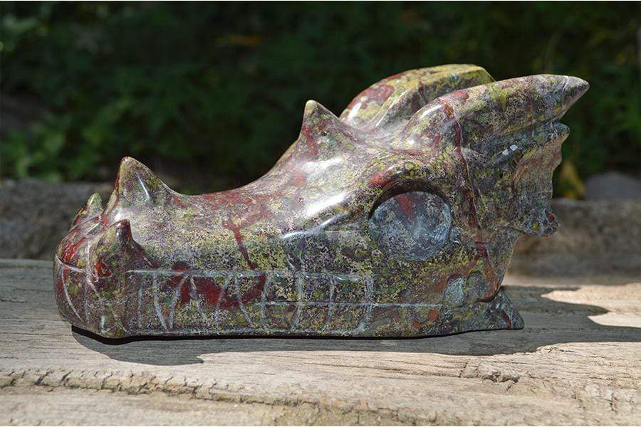 Crystal Wholesale Dragon Blood Jasper Carved Crystal Dragon Skull  07 - Large