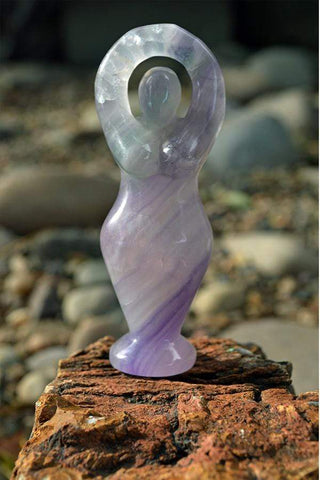 Fluorite Quartz Goddess Crystal Carvings - Small