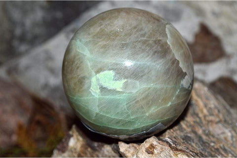 Green Moonstone with Garnierite Crystal Sphere