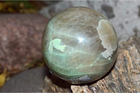 Green Moonstone with Garnierite Crystal Sphere