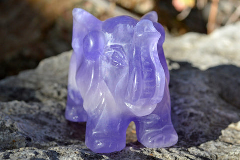Hand Carved Purple & White Fluorite Elephant| AAA++ Quality | Medium