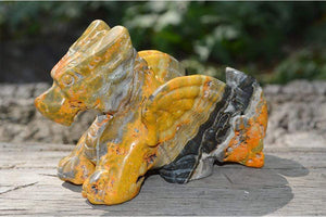 Crystal Wholesale i - 12.66 oz (Largest) Bumblebee "Jasper" Crystal Dragon Carving - Medium
