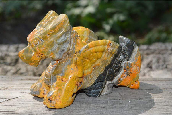 Crystal Wholesale i - 12.66 oz (Largest) Bumblebee "Jasper" Crystal Dragon Carving - Medium