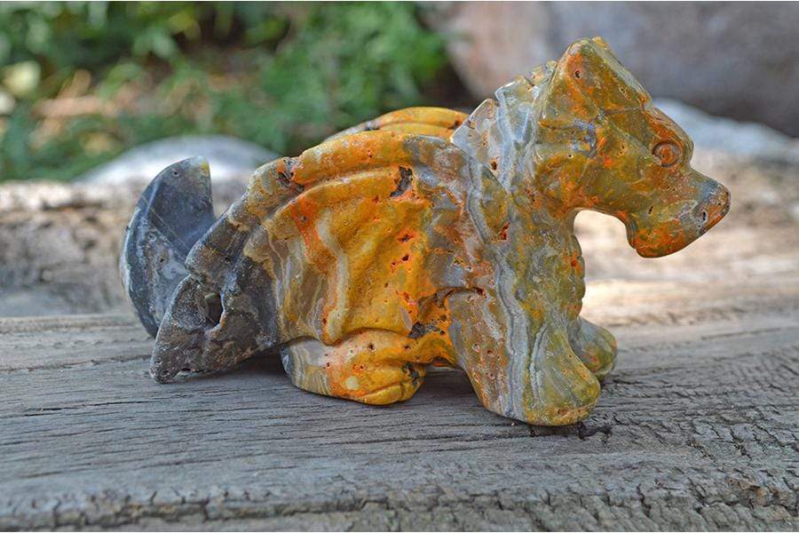 Crystal Wholesale iv - 11.85 oz (Smallest) Bumblebee "Jasper" Crystal Dragon Carving - Medium