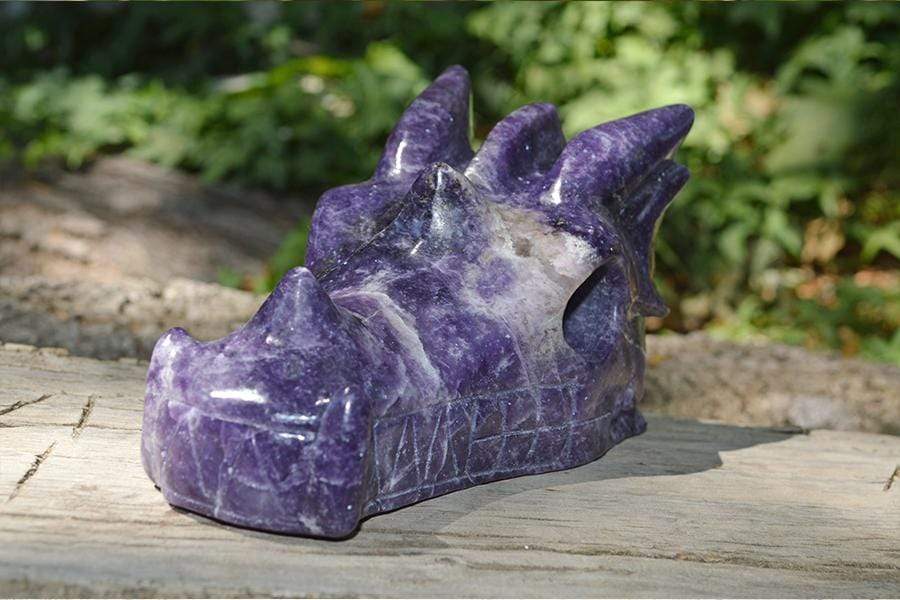 Crystal Wholesale Lepidolite Dragon Skull Crystal Carving - Large