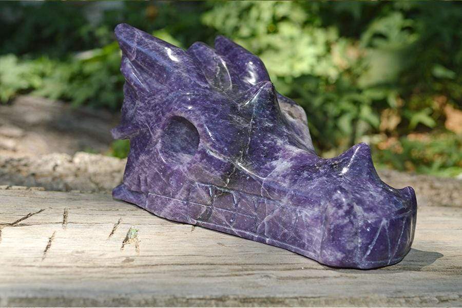 Crystal Wholesale Lepidolite Dragon Skull Crystal Carving - Large