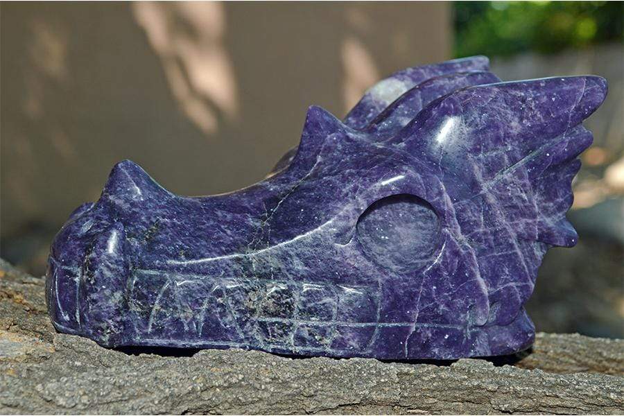 Crystal Wholesale Lepidolite Dragon Skull Crystal Carving - Large