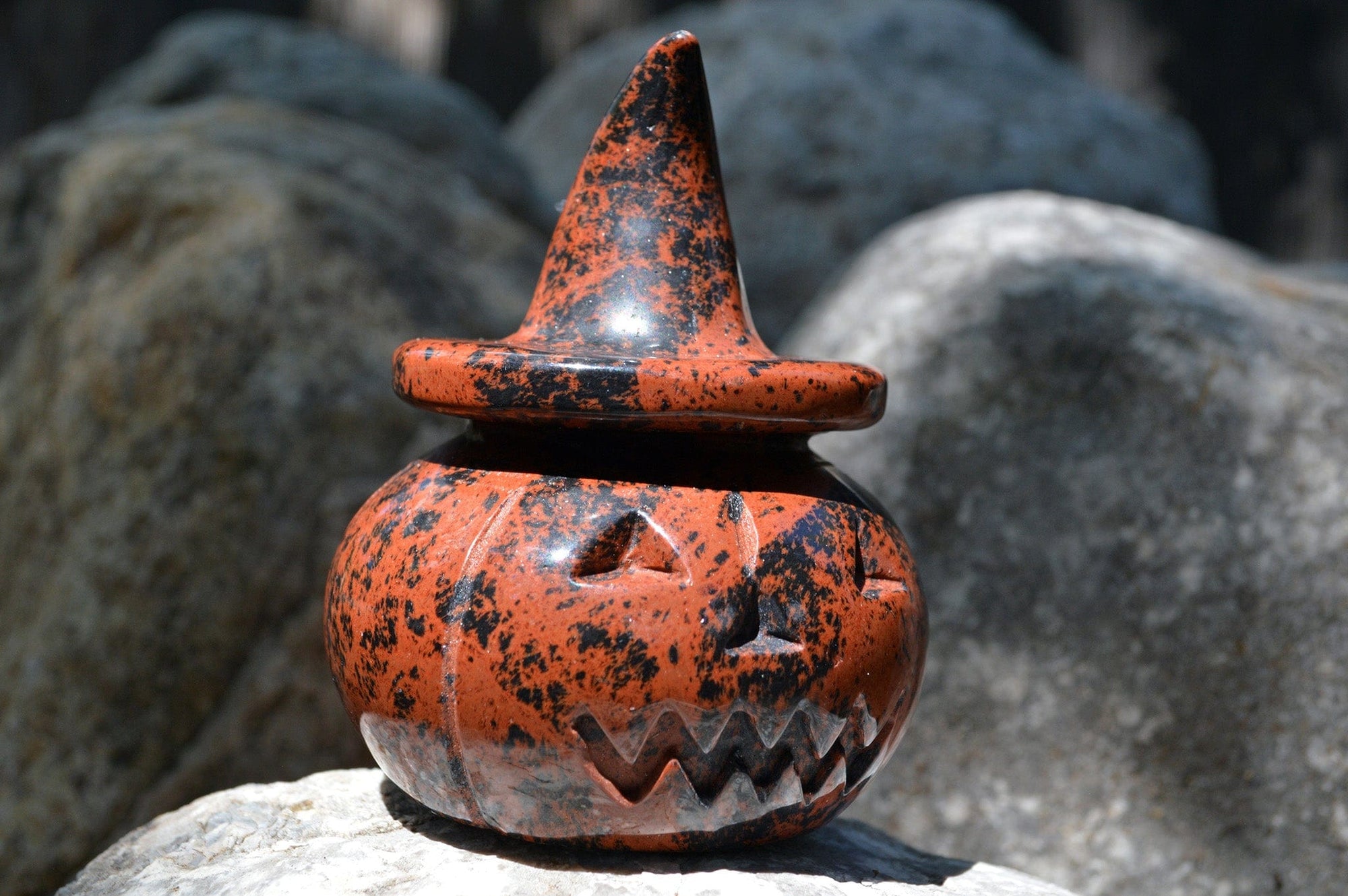 Crystal Wholesale Mahogany Obsidian Jack-O-Lantern | Pumpkin | Halloween | Home | Protection | Decoration