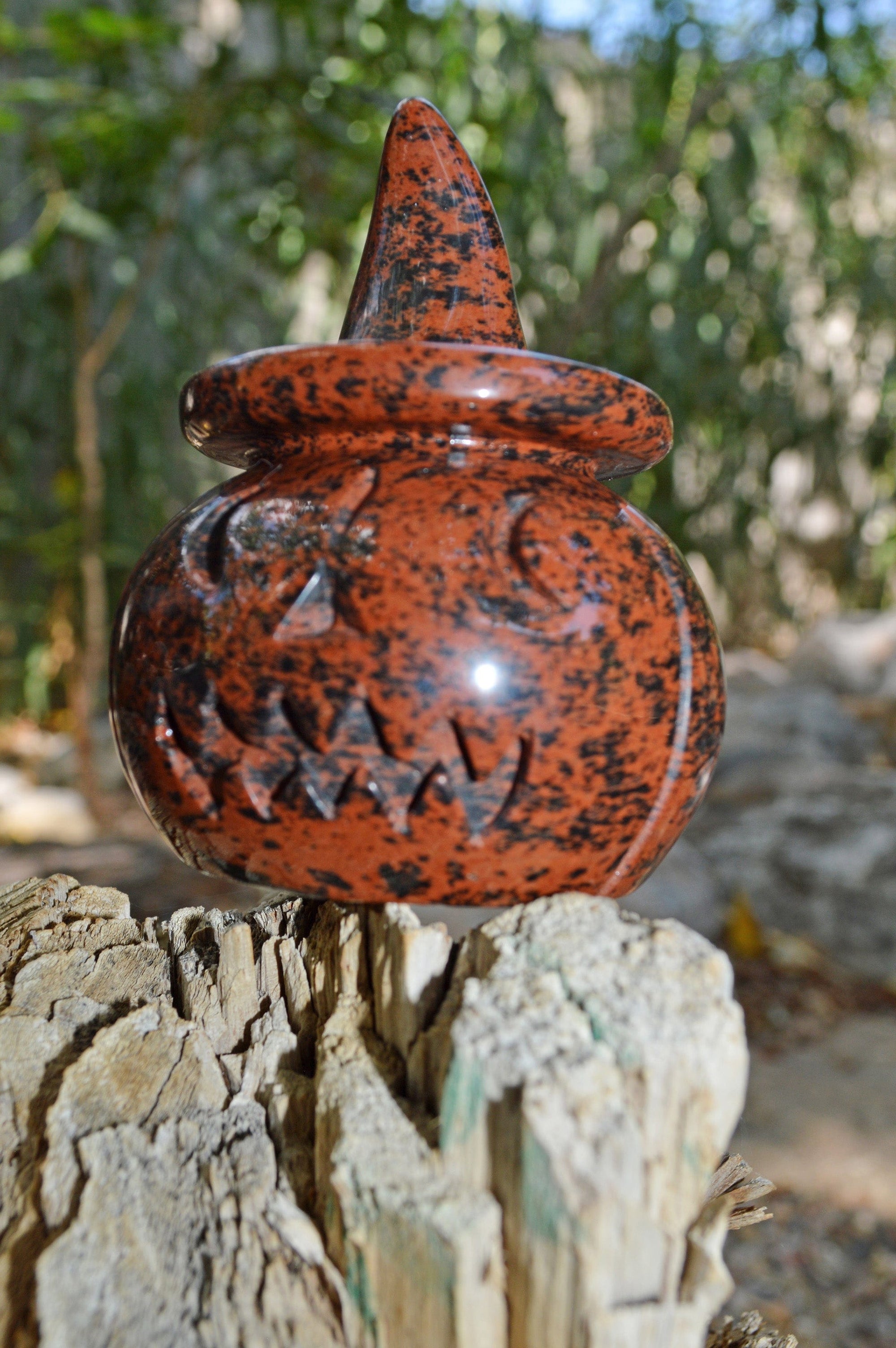 Crystal Wholesale Mahogany Obsidian Jack-O-Lantern | Pumpkin | Halloween | Home | Protection | Decoration