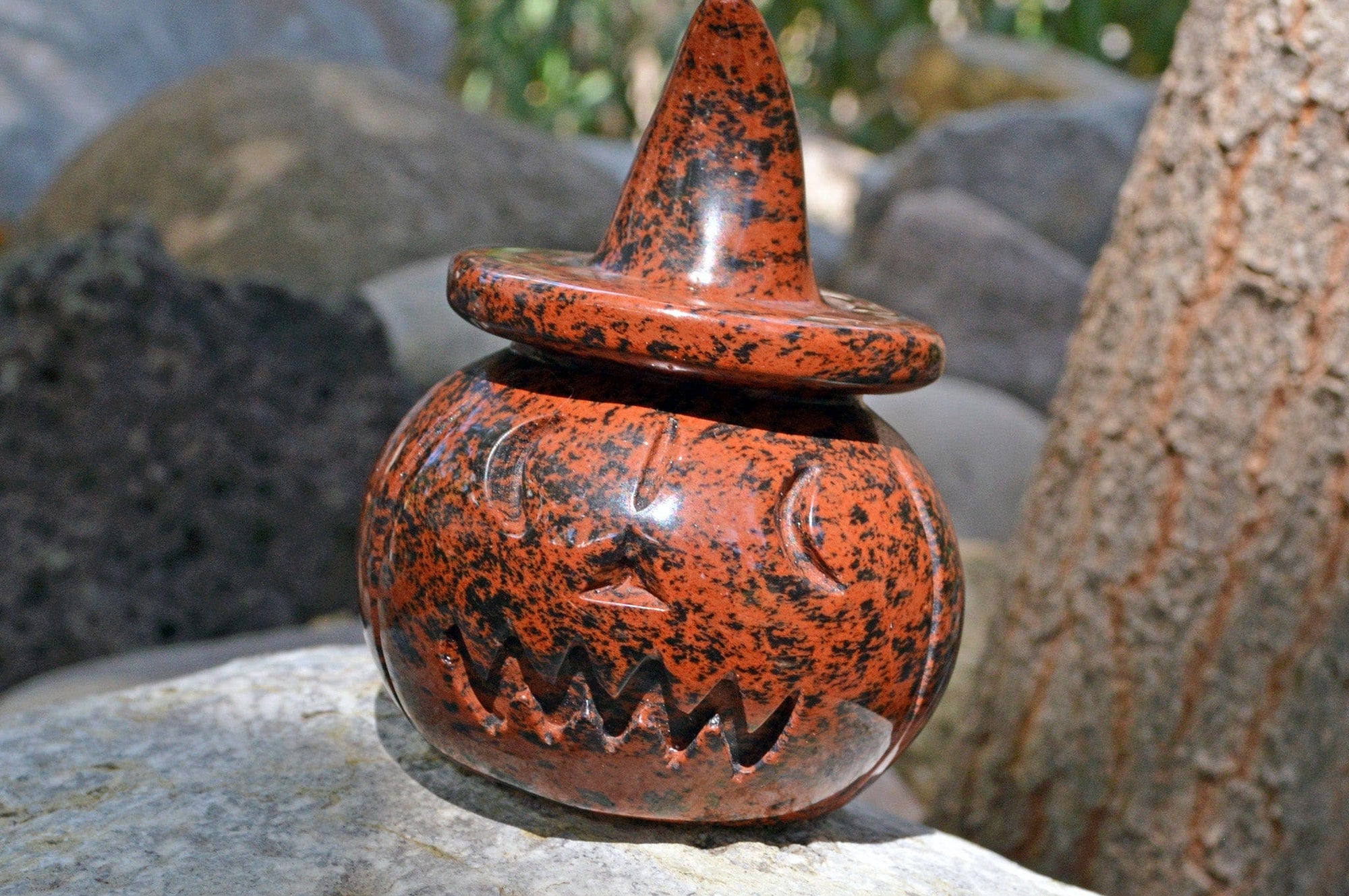 Crystal Wholesale Mahogany Obsidian Jack-O-Lantern | Pumpkin | Halloween | Home | Protection | Decoration