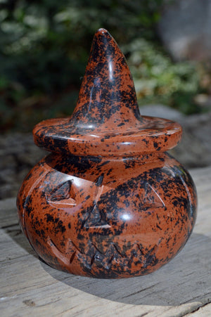 Crystal Wholesale Mahogany Obsidian Jack-O-Lantern | Pumpkin | Halloween | Home | Protection | Decoration
