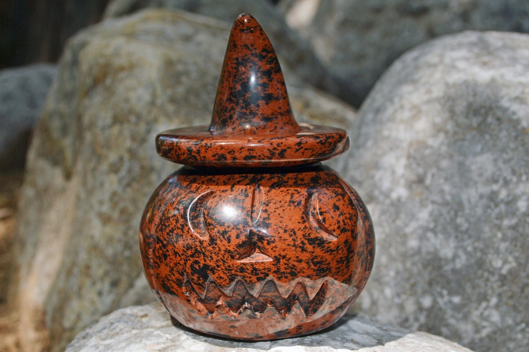 Crystal Wholesale Mahogany Obsidian Jack-O-Lantern | Pumpkin | Halloween | Home | Protection | Decoration