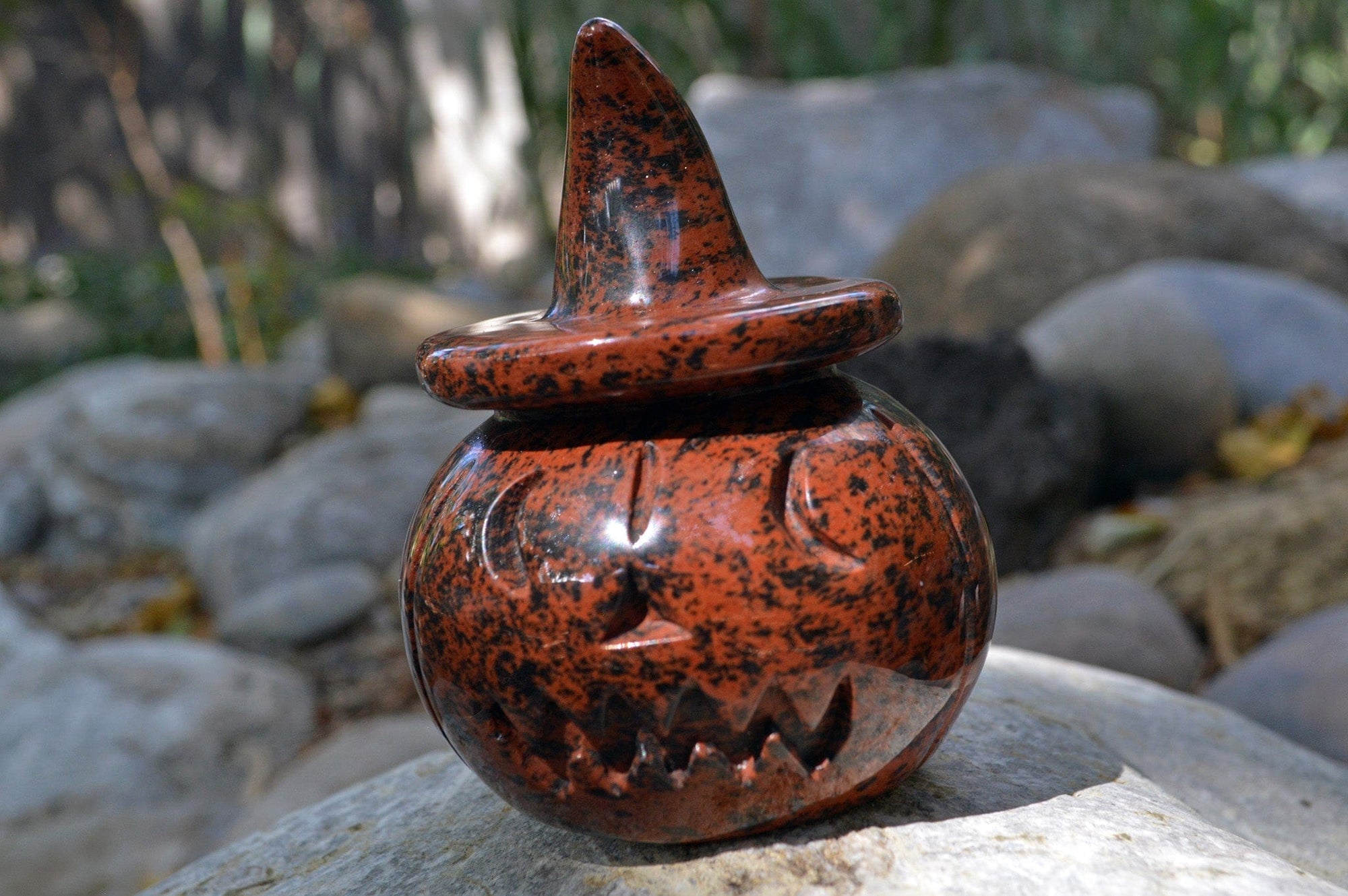 Crystal Wholesale Mahogany Obsidian Jack-O-Lantern | Pumpkin | Halloween | Home | Protection | Decoration