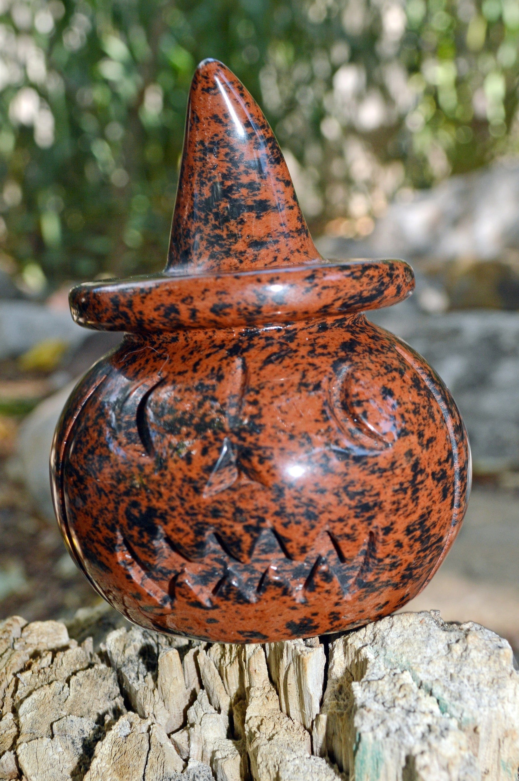 Crystal Wholesale Mahogany Obsidian Jack-O-Lantern | Pumpkin | Halloween | Home | Protection | Decoration