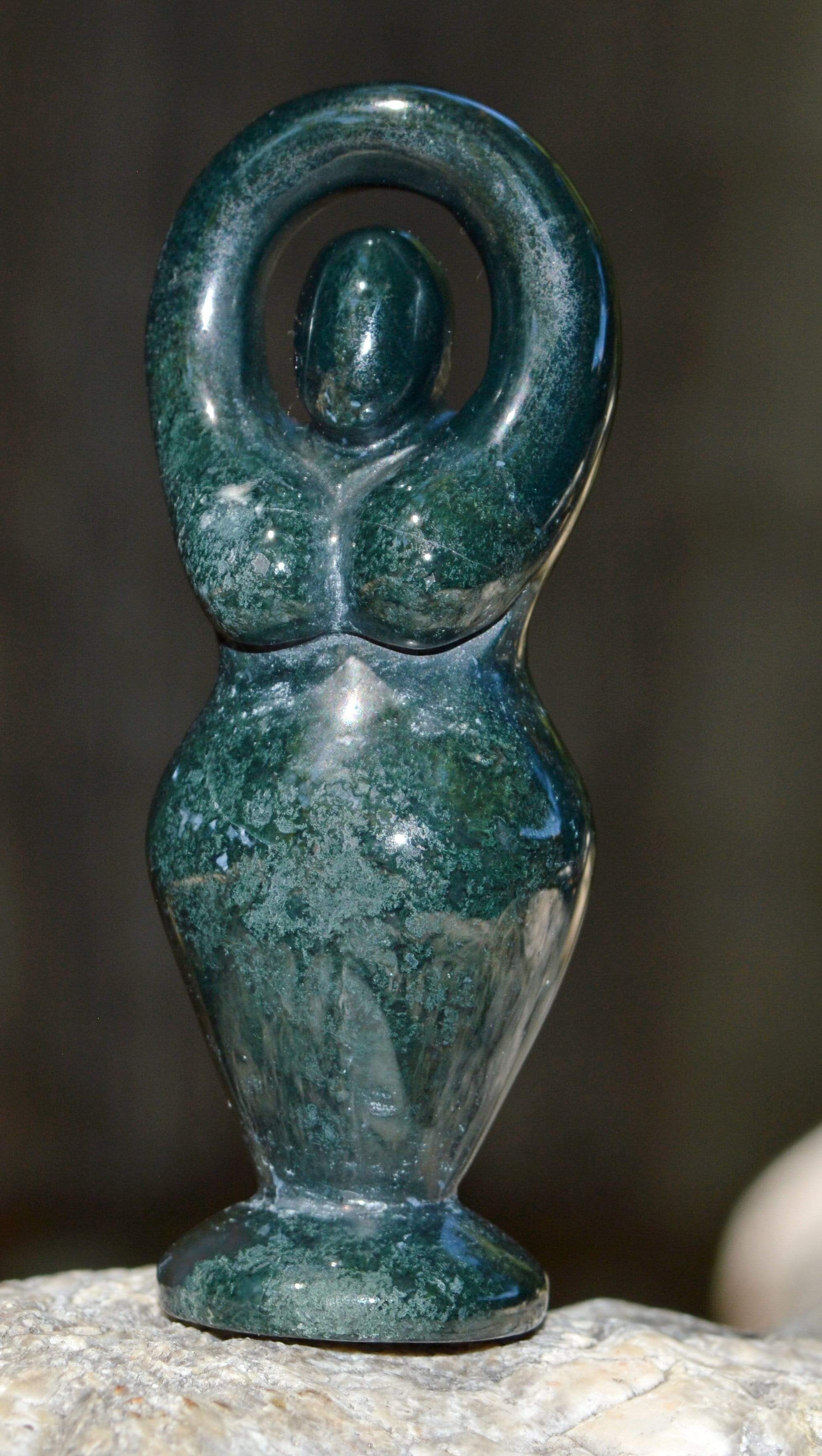 Crystal Wholesale Moss Agate Goddess Crystal Carvings - Small
