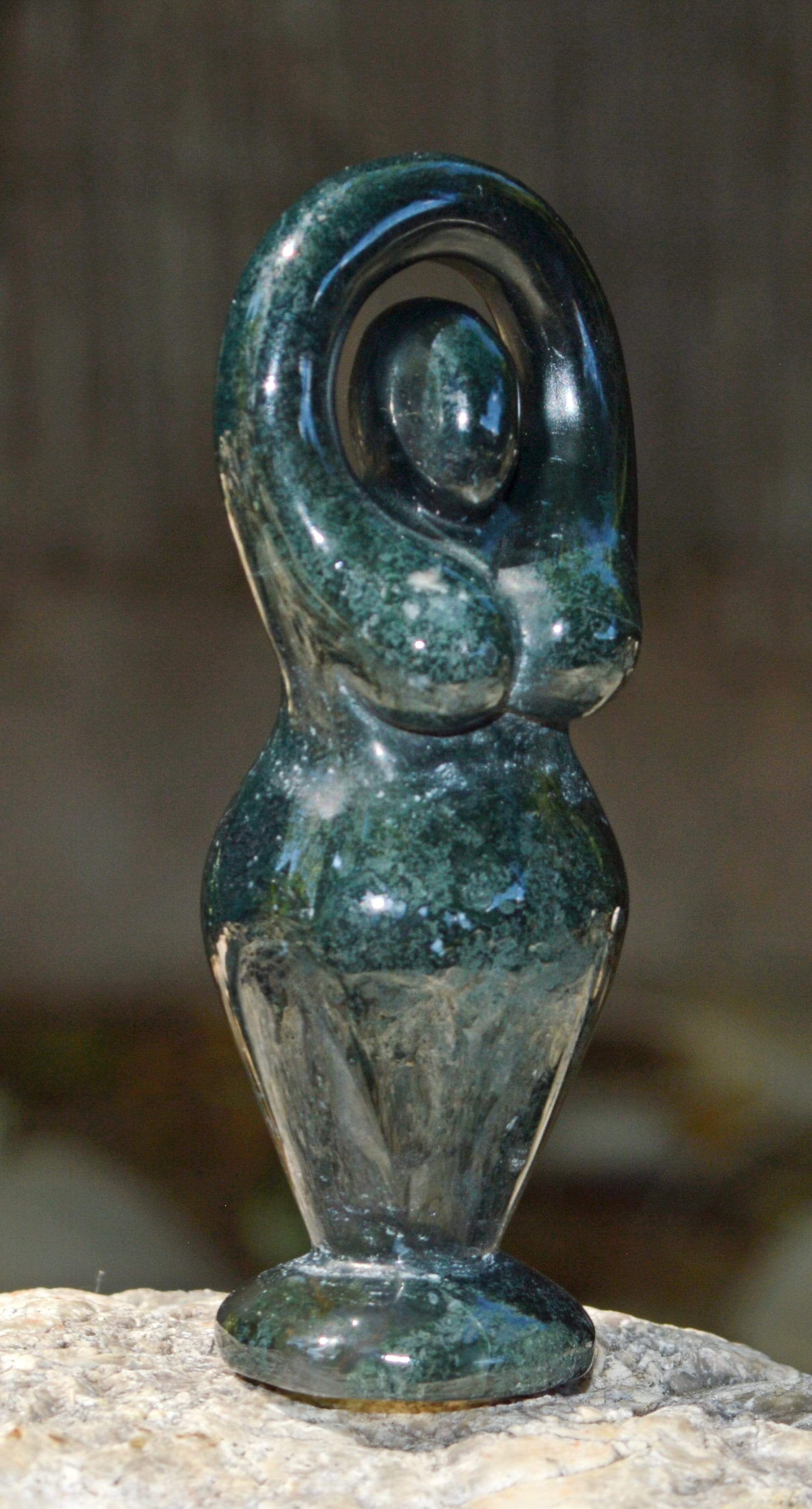 Crystal Wholesale Moss Agate Goddess Crystal Carvings - Small