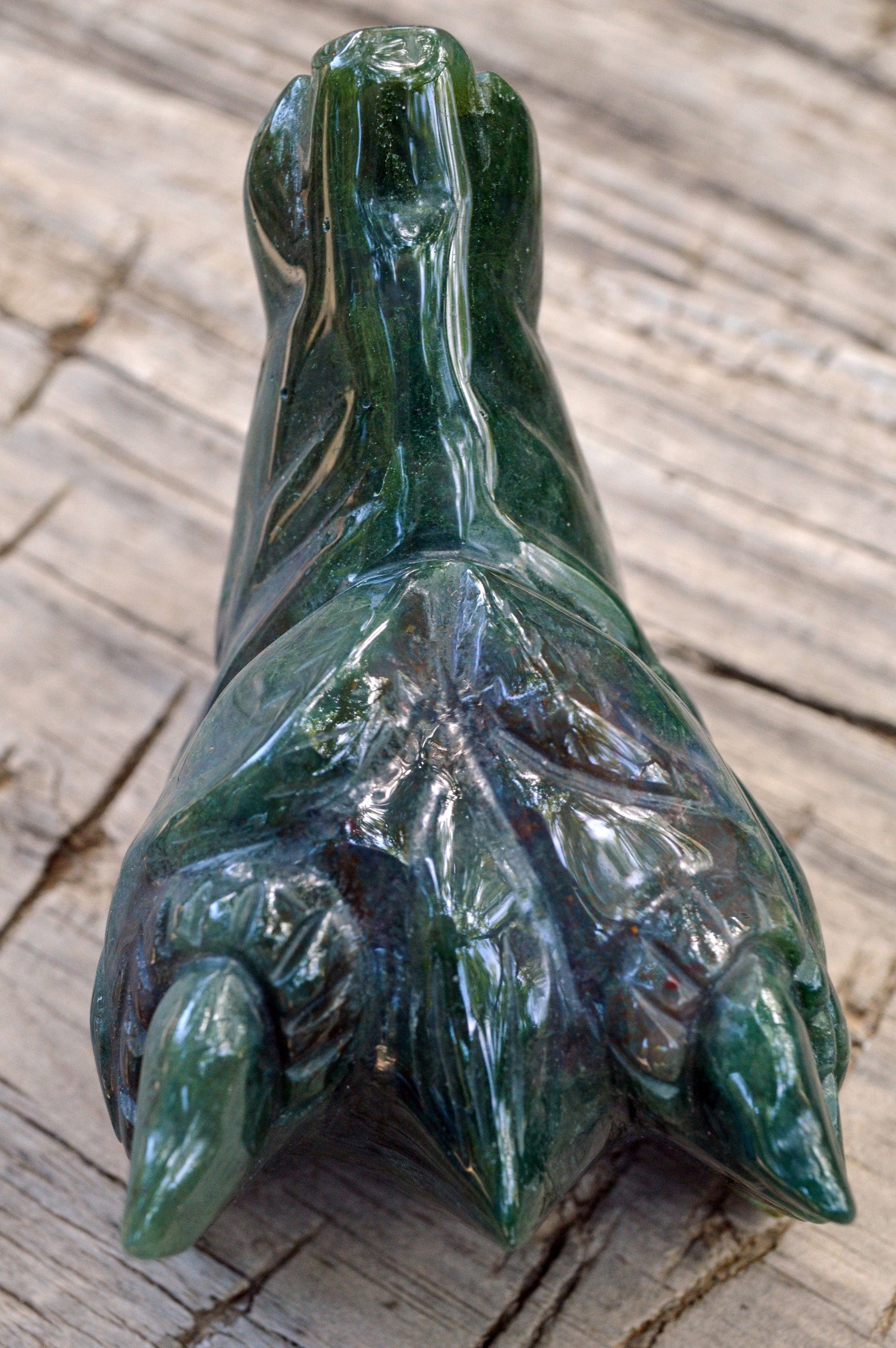 Crystal Wholesale Moss Agate Wolf Head II | Hand Carved Crystal Carving - Medium