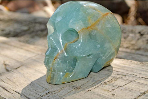 Natural Blue Onyx Crystal Skull Carving I - Medium