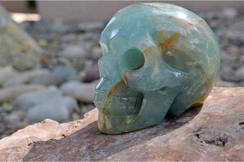 Natural Blue Onyx Crystal Skull Carving I - Medium