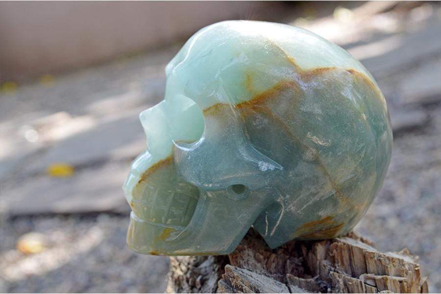 Crystal Wholesale Natural Blue Onyx Crystal Skull Carving I - Medium