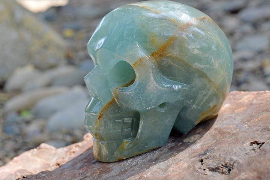 Crystal Wholesale Natural Blue Onyx Crystal Skull Carving I - Medium