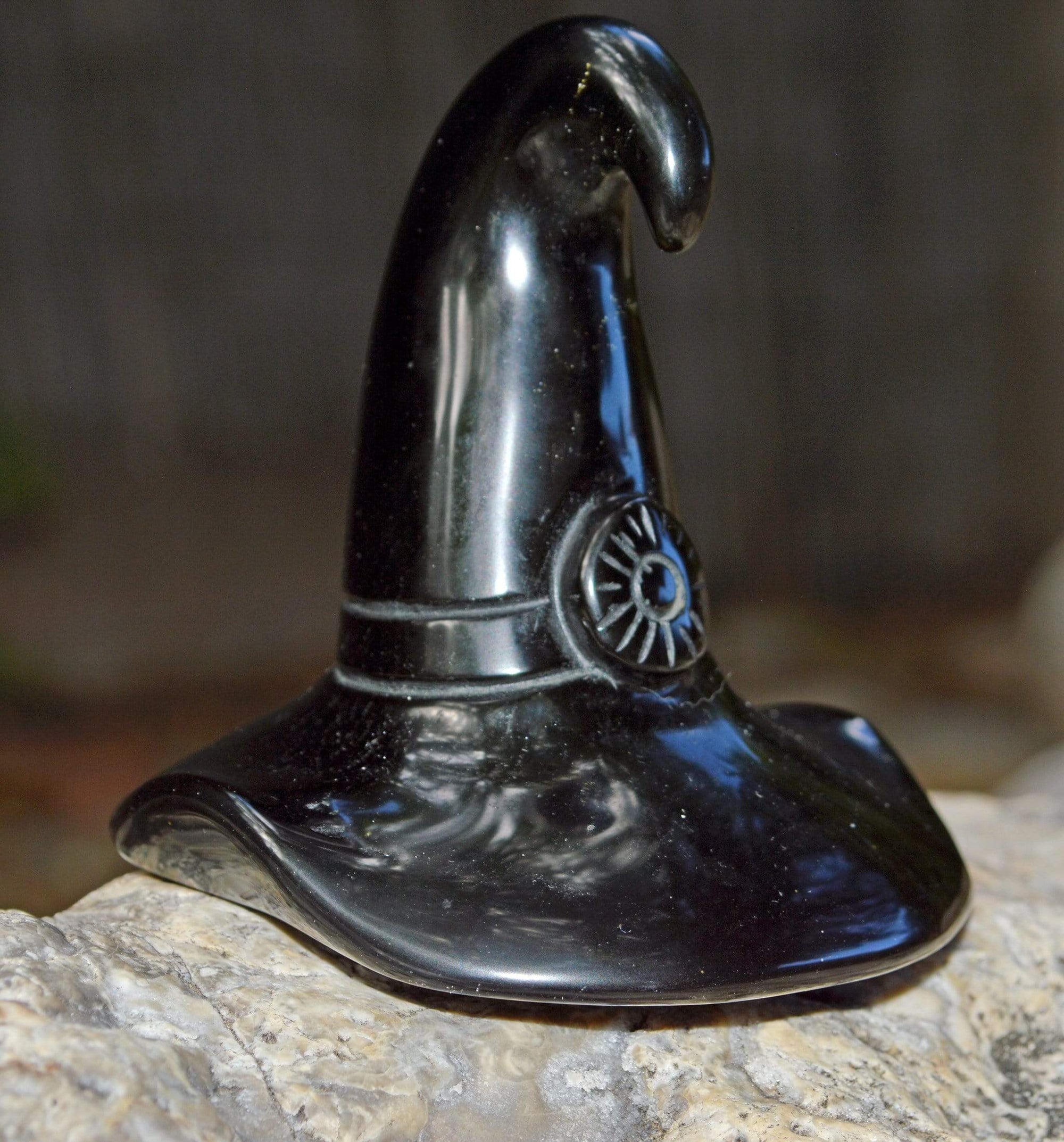 Crystal Wholesale Natural Gold(en) Sheen Obsidian Carved Crystal Witches Hat - Medium
