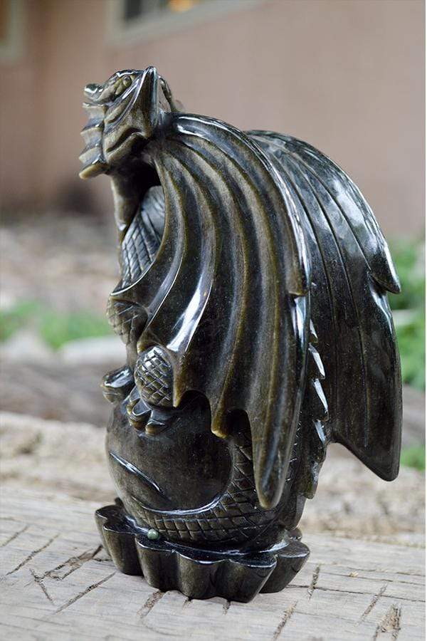 Crystal Wholesale Natural Gold(en) Sheen Obsidian Dragon Crystal Carving - Large