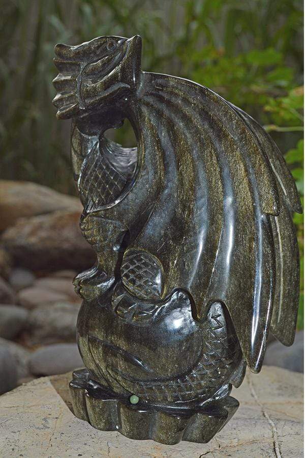 Crystal Wholesale Natural Gold(en) Sheen Obsidian Dragon Crystal Carving - Large