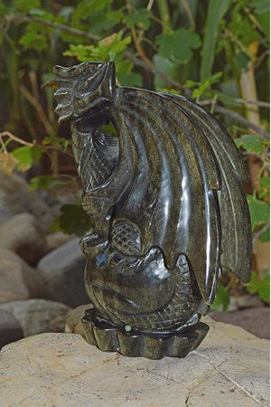 Crystal Wholesale Natural Gold(en) Sheen Obsidian Dragon Crystal Carving - Large