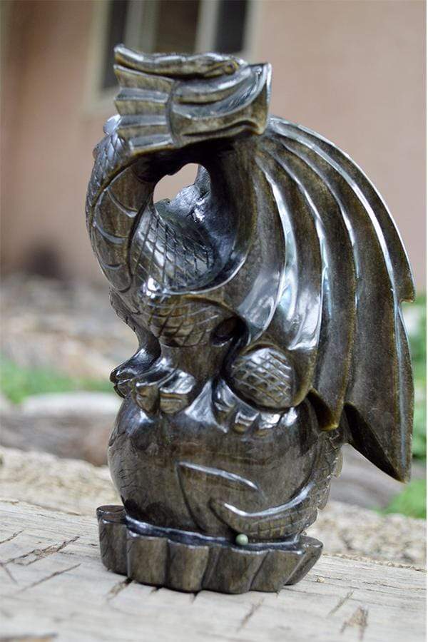 Crystal Wholesale Natural Gold(en) Sheen Obsidian Dragon Crystal Carving - Large