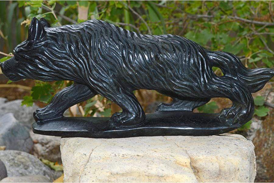 Crystal Wholesale Natural Gold(en) Sheen Obsidian Wolf Crystal Carving - Large