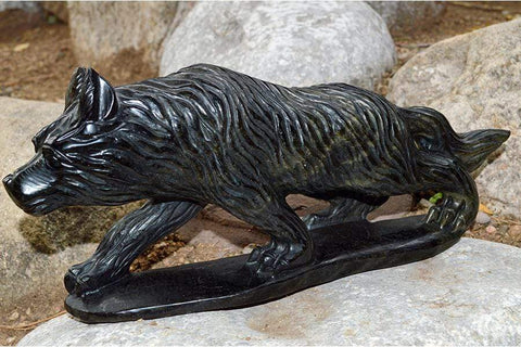 Natural Gold(en) Sheen Obsidian Wolf Crystal Carving - Large