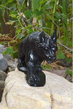 Crystal Wholesale Natural Gold(en) Sheen Obsidian Wolf Crystal Carving - Large