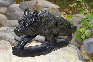 Crystal Wholesale Natural Gold(en) Sheen Obsidian Wolf Crystal Carving - Large