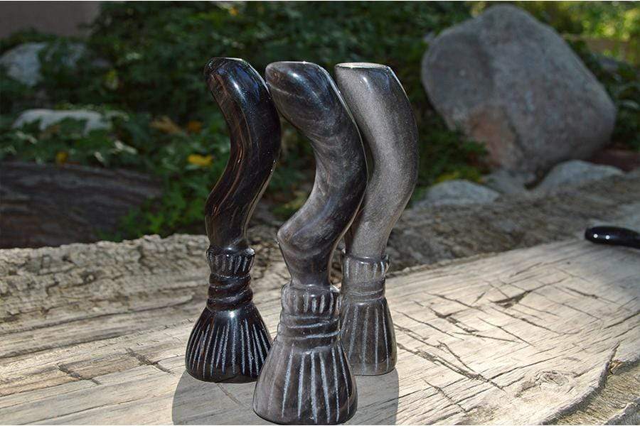 Crystal Wholesale Natural Silver Sheen Obsidian Carved Crystal Witches Magic Broom - Medium