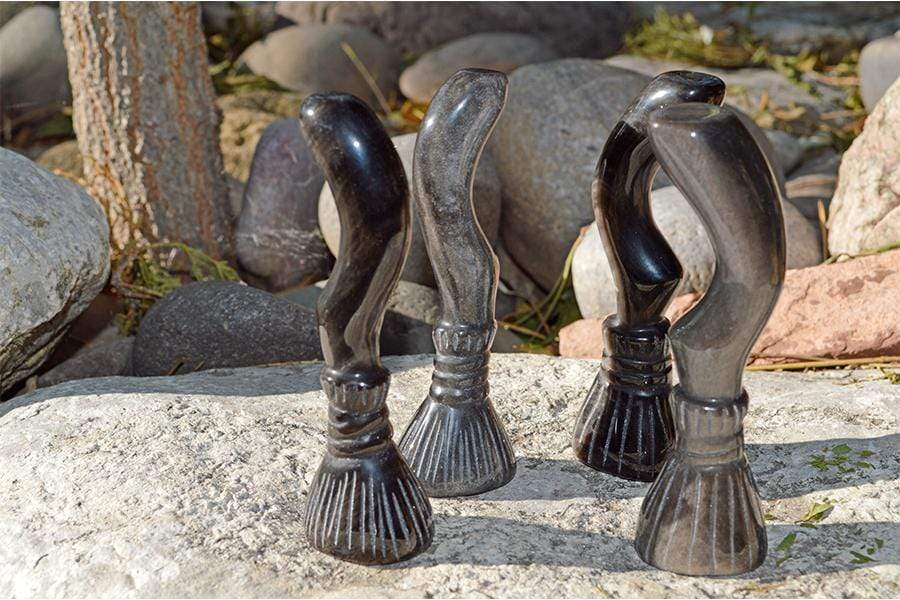Crystal Wholesale Natural Silver Sheen Obsidian Carved Crystal Witches Magic Broom - Medium