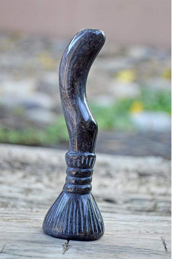 Crystal Wholesale Natural Silver Sheen Obsidian Carved Crystal Witches Magic Broom - Medium