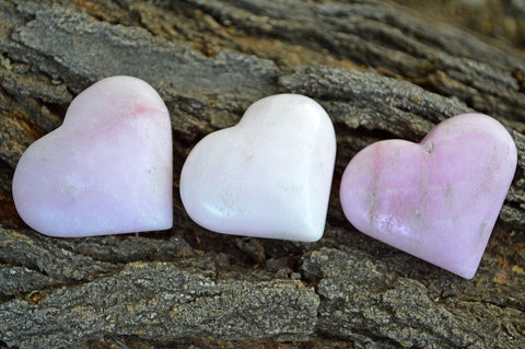 Pink Aragonite - Carved Hearts and Spheres - Small to Medium