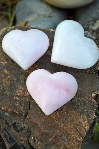 Pink Aragonite - Carved Hearts and Spheres - Small to Medium