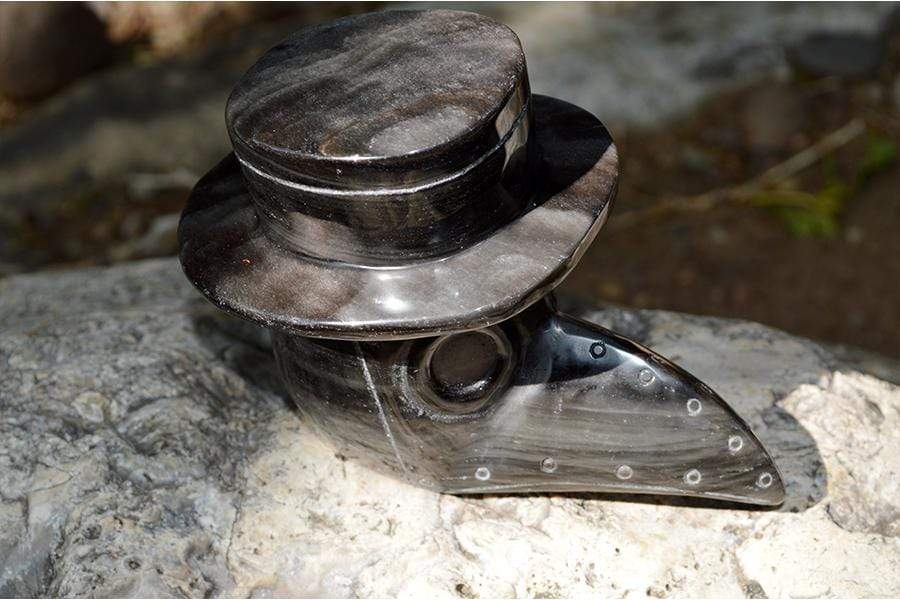 Crystal Wholesale Plague Doctor 2020 | Steampunk | Raven | Odin | Thoth |  Crystal Carving - Medium | 3 Obsidian Varieties