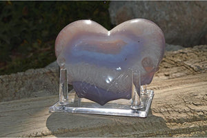 Crystal Wholesale Purple and White Banded Agate Geode Carved Crystal Skull Heart - Large