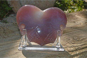 Crystal Wholesale Purple and White Banded Agate Geode Carved Crystal Skull Heart - Large