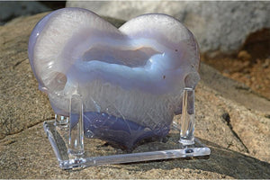 Crystal Wholesale Purple and White Banded Agate Geode Carved Crystal Skull Heart - Large