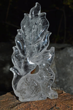 Crystal Wholesale Quartz Crystal - Fox | Nine Tails 9 Tails | Kitsune | Hand Carved | Natural Clear Quartz | Kumiho