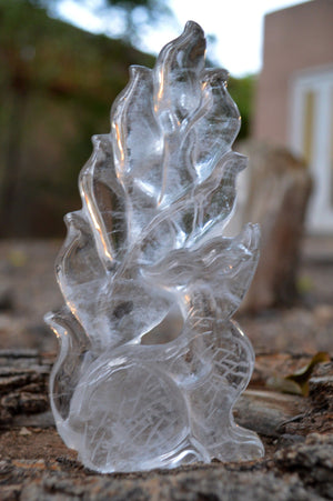 Crystal Wholesale Quartz Crystal - Fox | Nine Tails 9 Tails | Kitsune | Hand Carved | Natural Clear Quartz | Kumiho