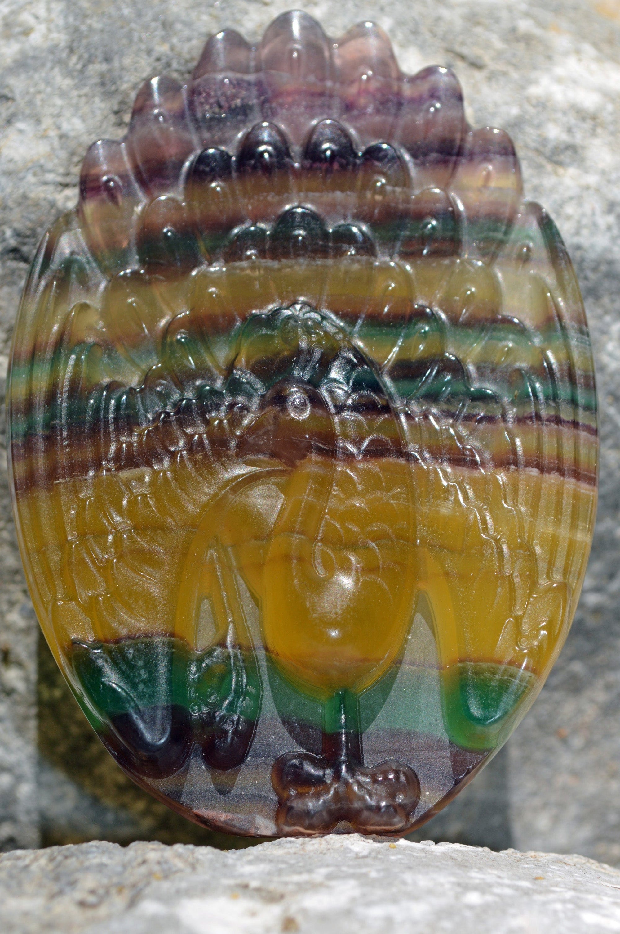 Crystal Wholesale Rainbow Fluorite Hand Carved Peacock I