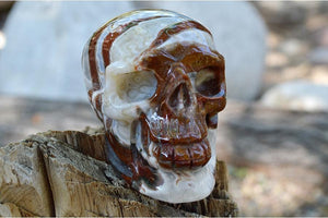 Crystal Wholesale RARE Red and White Moss Agate Crystal Skull Carving - Medium