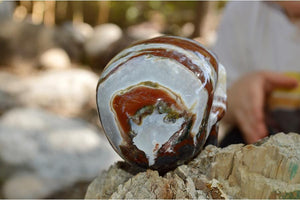 Crystal Wholesale RARE Red and White Moss Agate Crystal Skull Carving - Medium